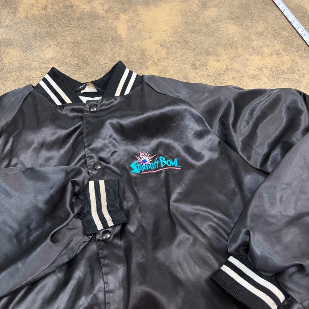 Auburn Sportswear Satin Varsity Jacket Mens XXL Black Stardust Bowl Vintage USA